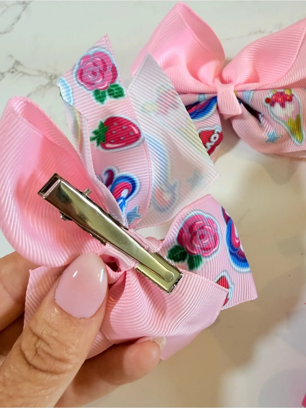 Kids Ribbon Hair Bows Set in Bright Pink, Lt Pink,Yellow, Lt Blue, Teal, White